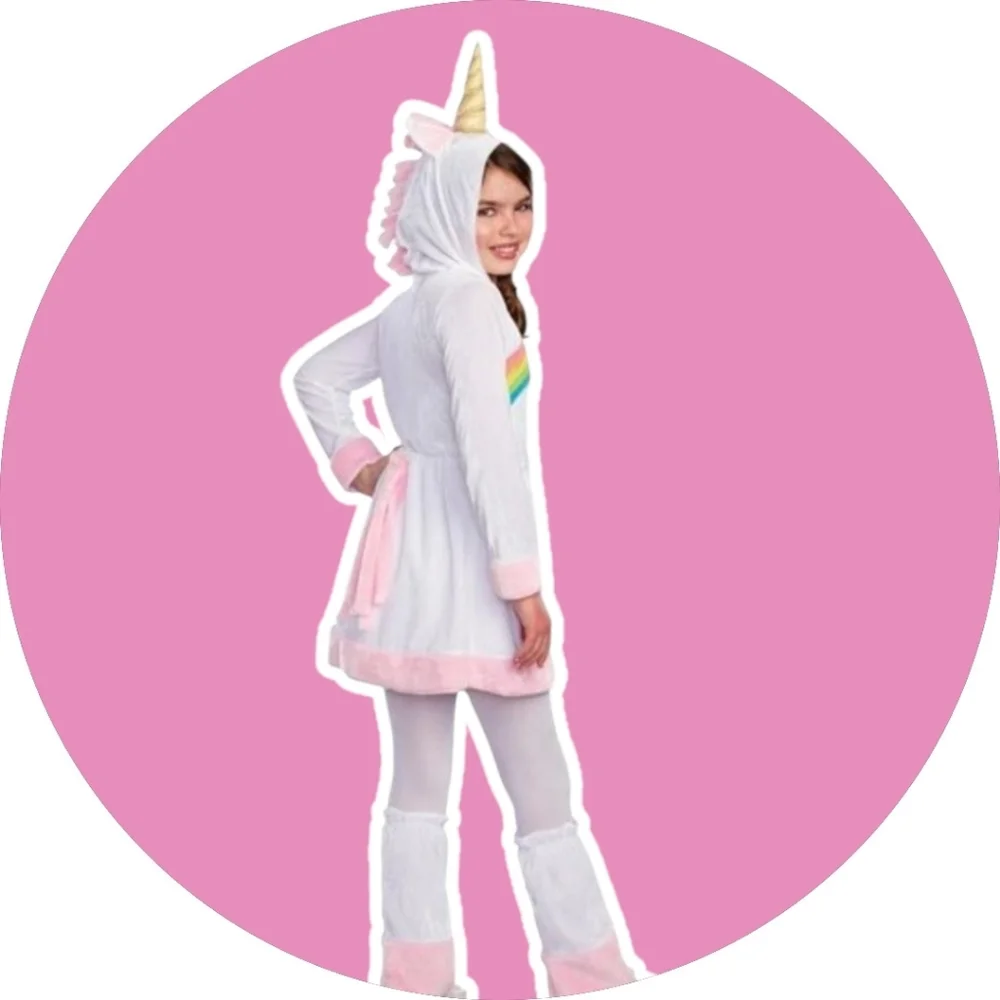 UNICORN Hooded velour dress and Boot covers Girls M 8/10 GIRLS New
